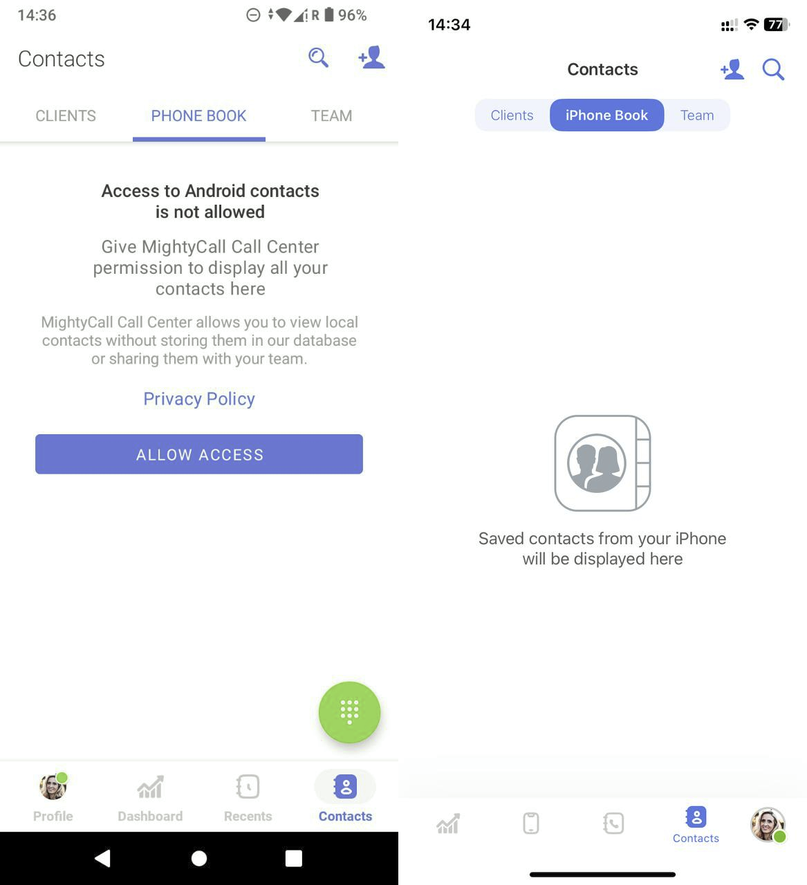 Contacts in the App